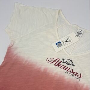 Venley Arkansas Razorbacks Womens XL Crimson Dip Dye‎ Slub V-Neck Tee NWT